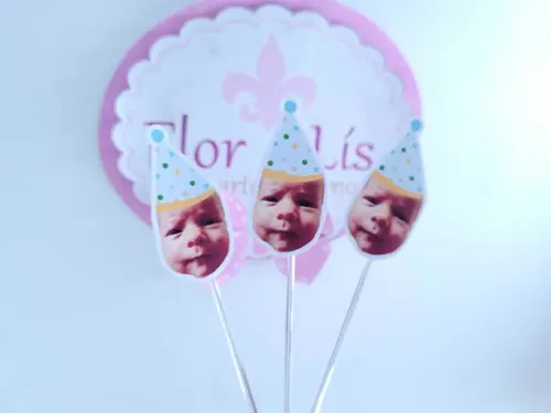 Topper de Docinho Festa das Cores com Foto e Chapeuzinho