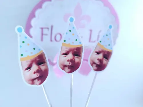 Topper de Docinho Festa das Cores com Foto e Chapeuzinho