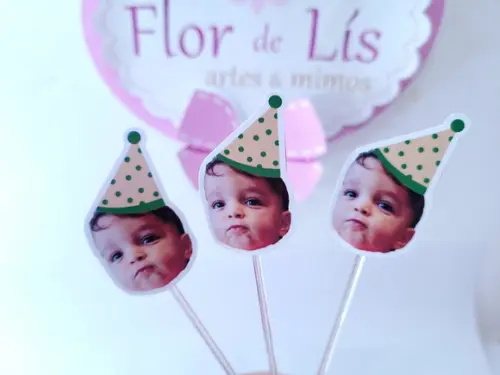 Topper de Docinho Floresta Rostinho do Bebê com Foto
