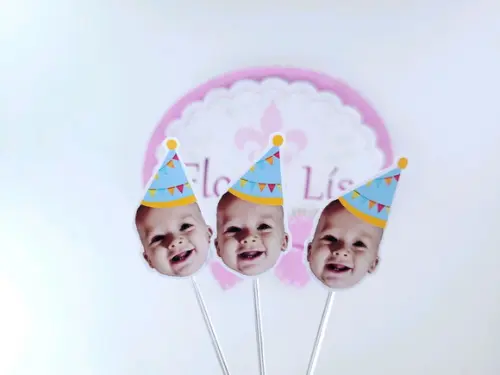 Topper de Docinho Festa Junina Rostinho do Bebê Chapéu