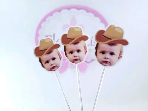 Topper de Docinho Rostinho Fazendinha Cowboy com Foto
