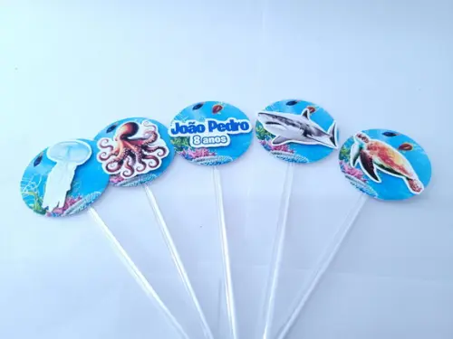 Topper Doces Animais Fundo do Mar Realista 3d