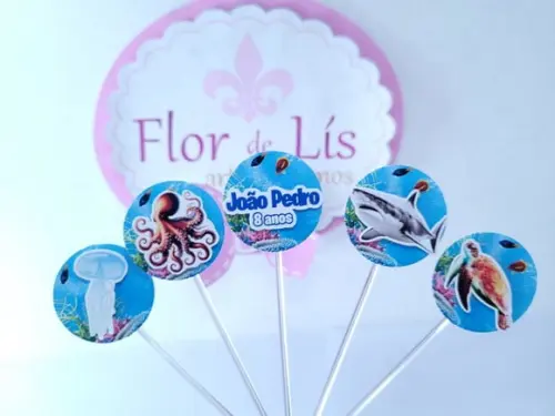 Topper Doces Animais Fundo do Mar Realista 3d