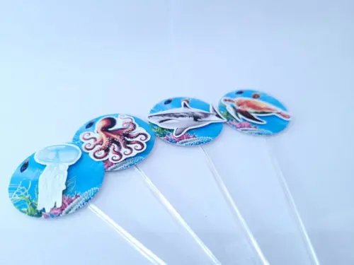 Topper Doces Animais Tubarão Fundo do Mar Realista 3d