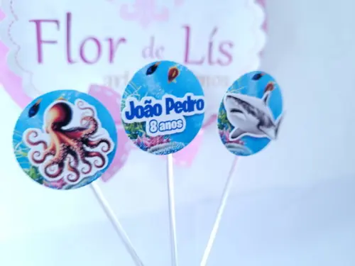 Topper Docinho Animais Fundo do Mar Realista 3d