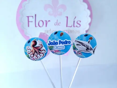 Topper Docinho Animais Fundo do Mar Realista 3d