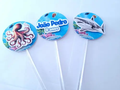 Topper Docinho Animais Fundo do Mar Realista 3d