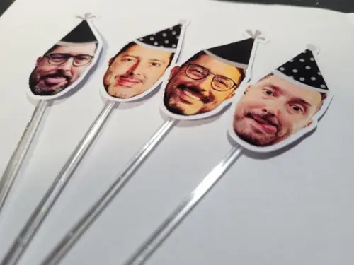 Toppers de Doce Rostinho Adulto com Foto e Chapeuzinho
