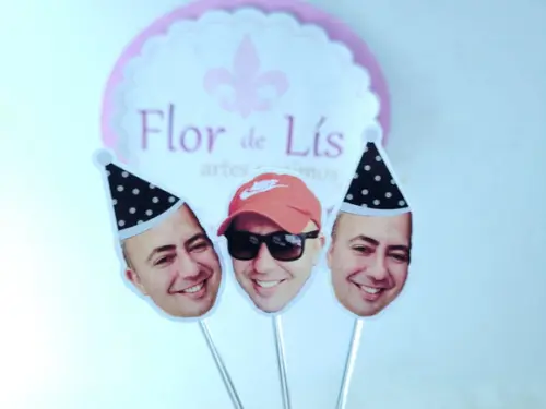 Toppers de Doce Rostinho Adulto com Foto e Chapeuzinho