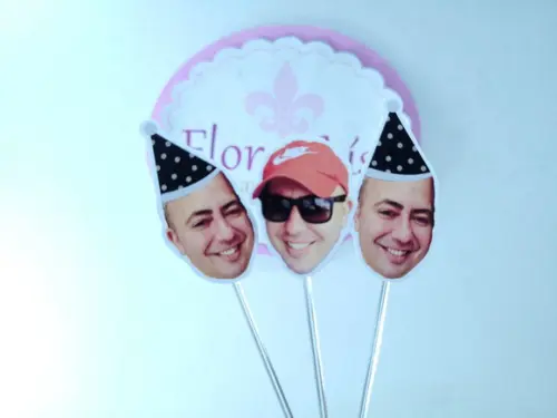 Toppers de Doce Rostinho Adulto com Foto e Chapeuzinho