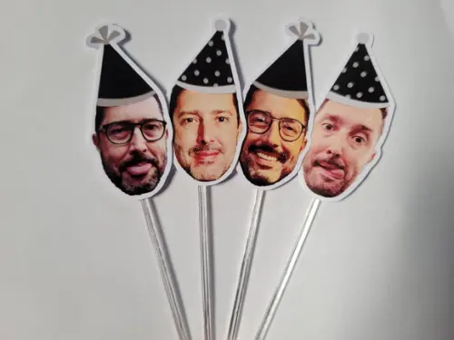 Toppers de Doce Rostinho Adulto com Foto e Chapeuzinho