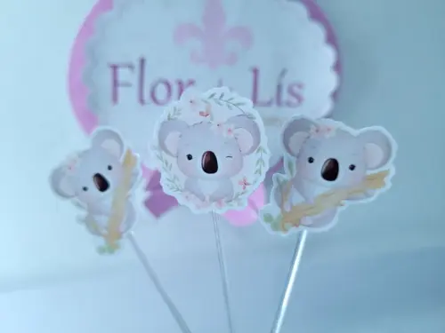 Toppers de Docinho Coala Festa Personalizads