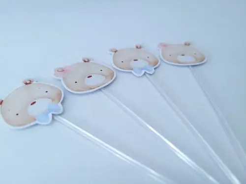 Toppers de Docinho Ursinho e Ursinha Aquarela Chá Revelação