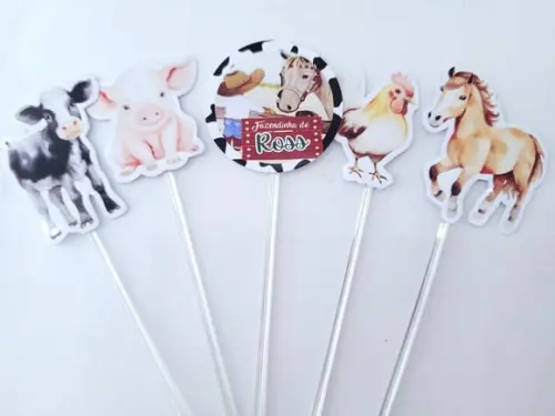 Toppers de Docinhos Animais Aquarelas Fazendinha