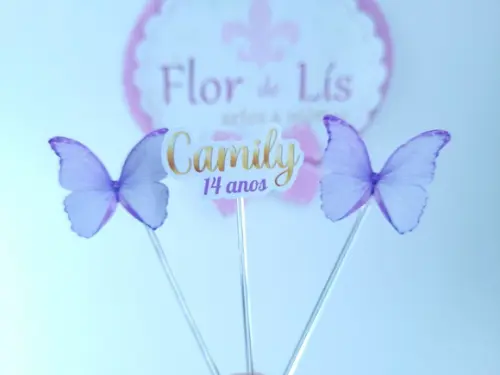 Toppers de Docinhos Borboletas Lilás Jardim Encantado