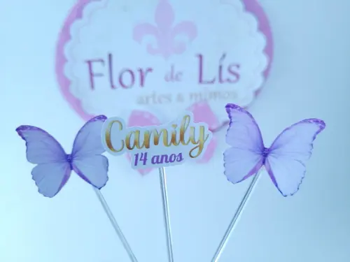 Toppers de Docinhos Borboletas Lilás Jardim Encantado