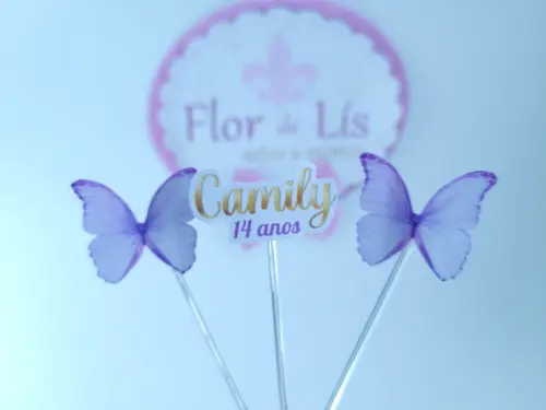 Toppers de Docinhos Borboletas Lilás Jardim Encantado