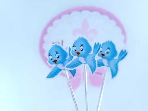 Toppers de Docinhos Passarinho Jardim Branca de Neve