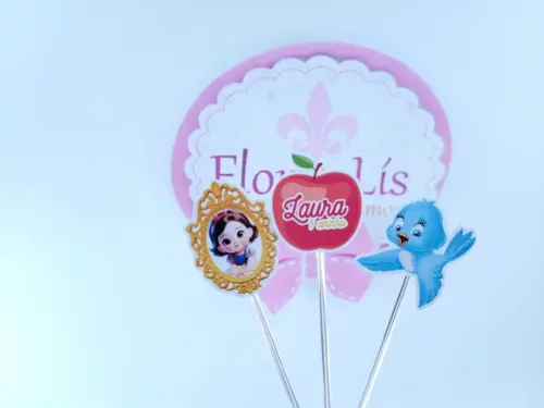 Toppers Doces Branca de Neve Espelho e Maçã Personalizado