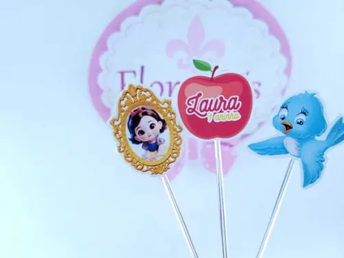 Toppers Doces Branca de Neve Espelho e Maçã Personalizado