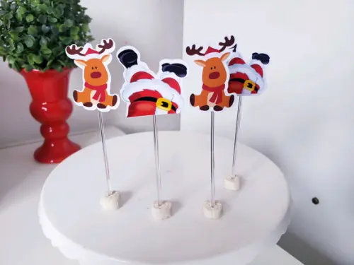 Toppers Docinho Natal Rena e Papai Noel