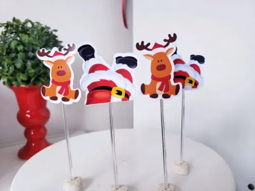 Toppers Docinho Natal Rena e Papai Noel