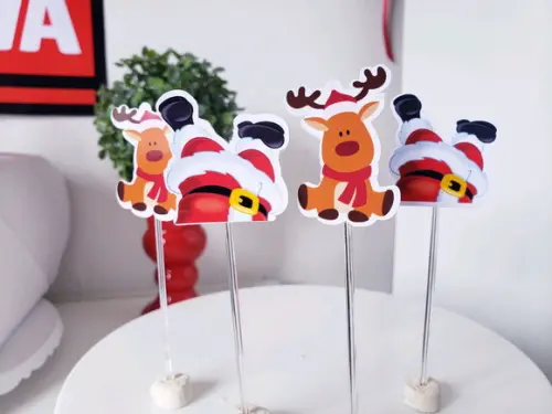 Toppers Docinho Natal Rena e Papai Noel