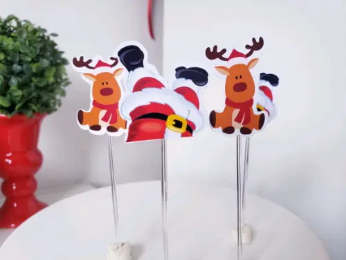 Toppers Docinho Natal Rena e Papai Noel