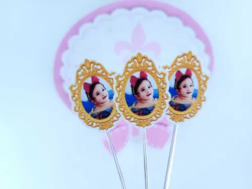 Toppers Docinhos Espelho da Branca de Neve com Foto