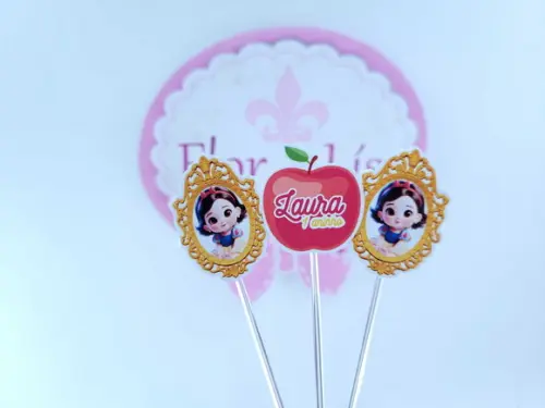 Toppers Docinhos Branca de Neve Espelho e Maçã