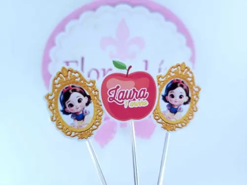 Toppers Docinhos Branca de Neve Espelho e Maçã