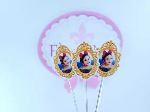 Toppers Docinhos Espelho da Branca de Neve com Foto