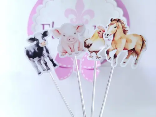 Toppers Fazendinha Animais Aquarela