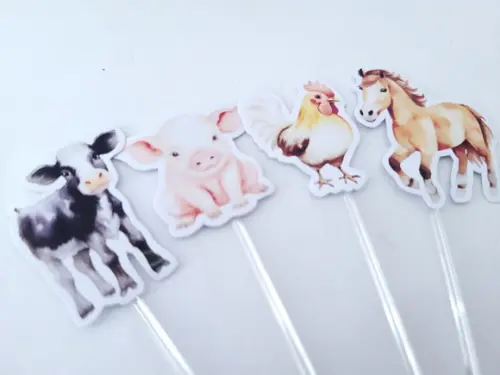 Toppers Fazendinha Animais Aquarela