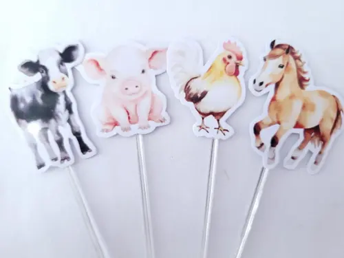Toppers Fazendinha Animais Aquarela