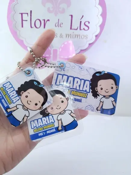 Trio Chaveiro Escolar Menina para Mochila Lancheira e Estojo