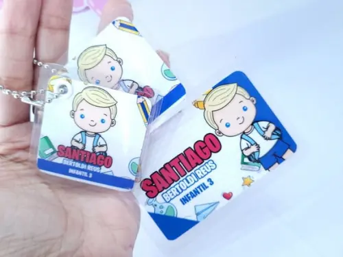 Trio Chaveiro Escolar Menino para Mochila Lancheira e Estojo