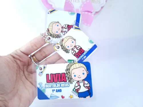 Trio Chaveiro Escolar Menina para Mochila Lancheira e Estojo