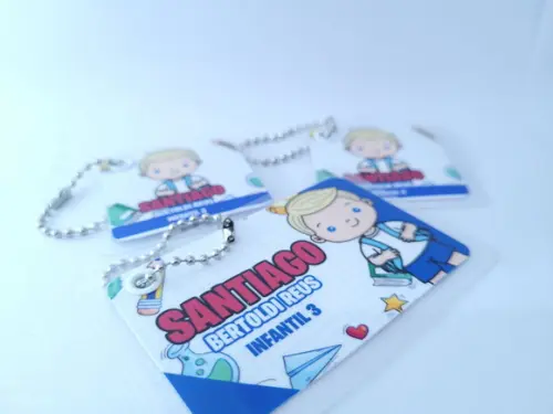 Trio Chaveiro Escolar Menino para Mochila Lancheira e Estojo