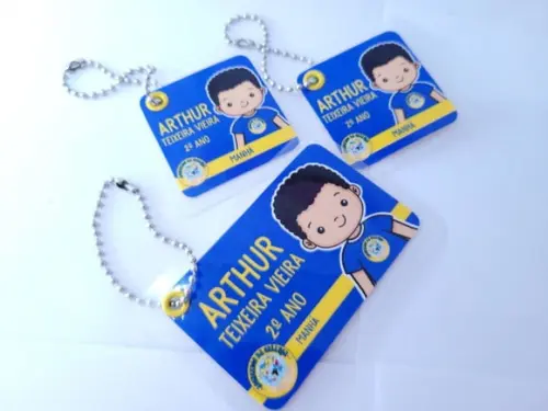 Trio Chaveiro Escolar Menino para Mochila Lancheira e Estojo