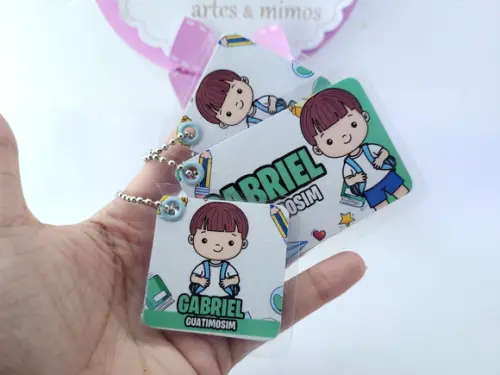 Trio Chaveiro Escolar Menino para Mochila Lancheira e Estojo