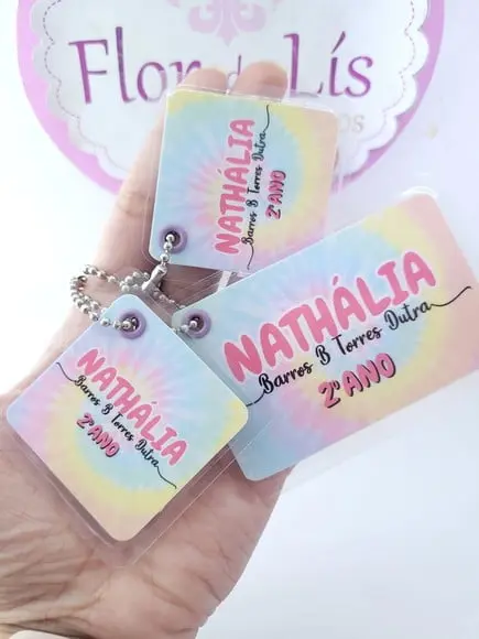 Trio Chaveiro Escolar Tie Dye para Mochila Lancheira Estojo