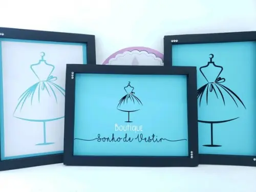 Trio de Quadros de Papel com Logo Empresa