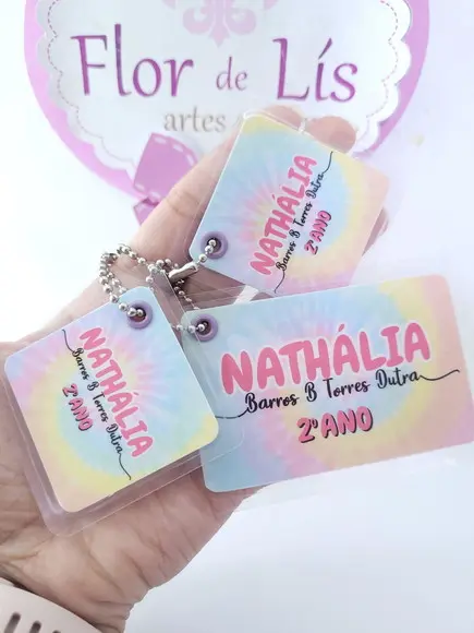 Trio Chaveiro Escolar Tie Dye para Mochila Lancheira Estojo