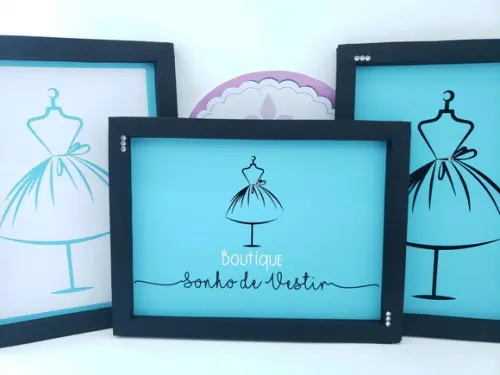 Trio de Quadros de Papel com Logo Empresa