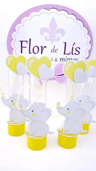 Tubete Elefantinho Balão Chá de Bebê