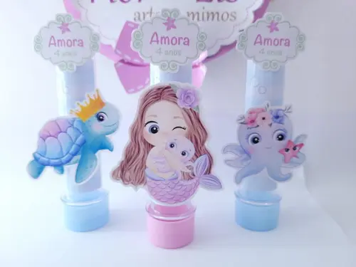 Tubete Fundo do Mar Aquarela Personalizado Sereia