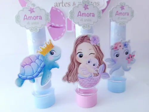 Tubete Fundo do Mar Aquarela Personalizado Sereia