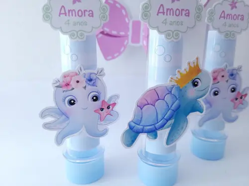 Tubete Personalizado Animais do Fundo do Mar Aquarela Festa
