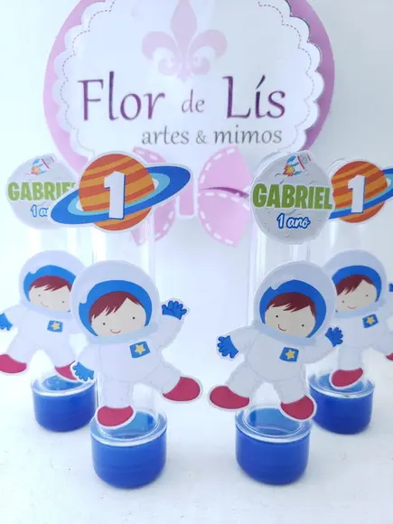Tubete Personalizado Astronauta Lua e Planeta